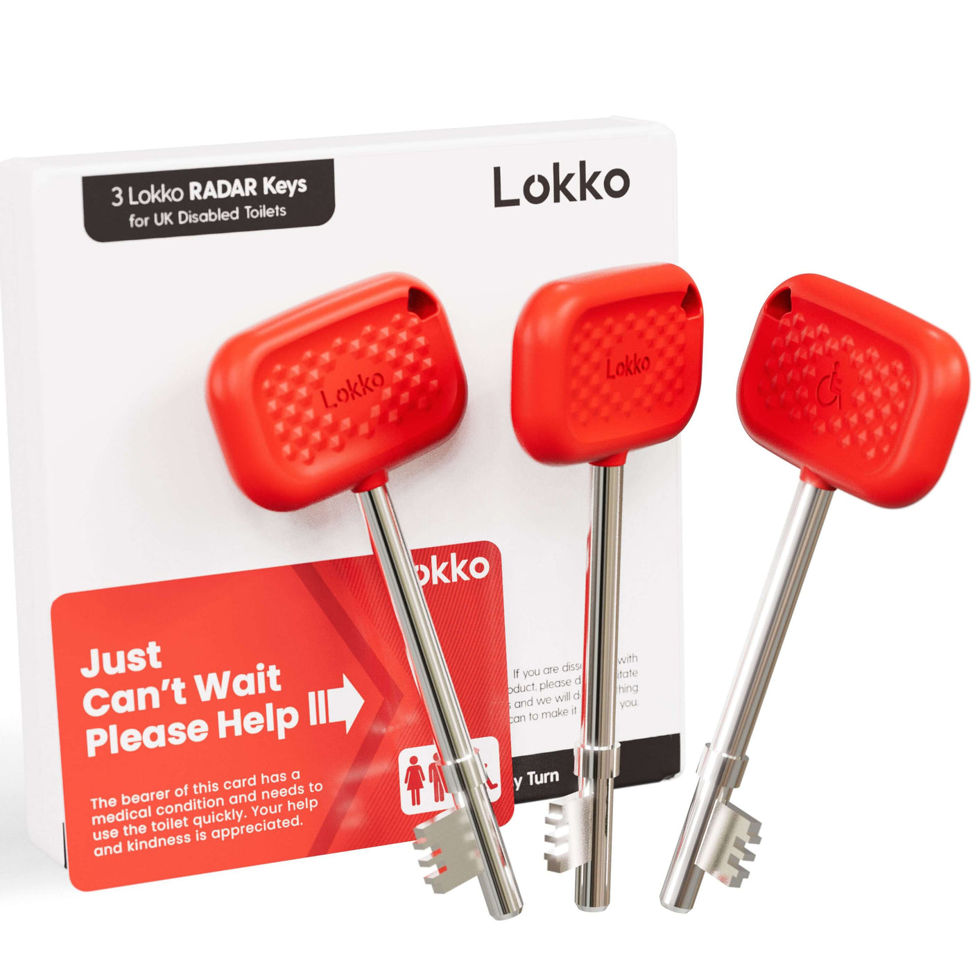 Lokko Disabled Toilet Radar Keys (3 Keys) Boxed with Medical Card