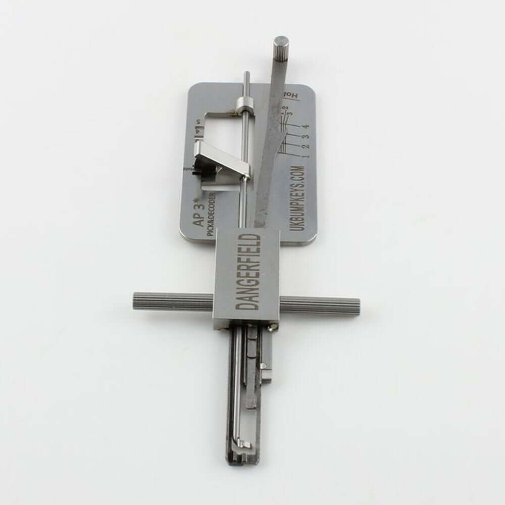 Metal tool with 'DANGERFIELD' branding on a white background