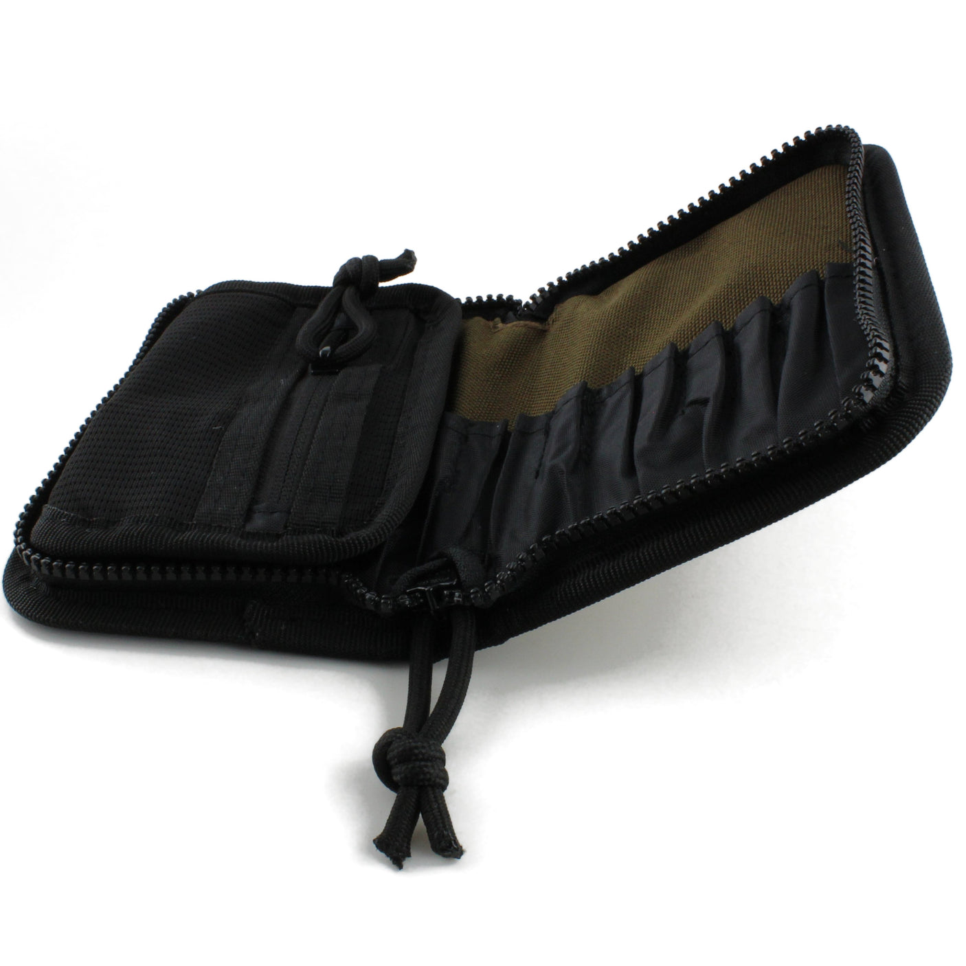 Dangerfield Jackal lock pick case opening, zipped inner pocket on one face and tan panel with individual tool pockets on the other