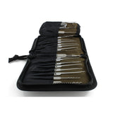 Dangerfield Jackal lock pick case loaded with a full row of picks, seen from above with the slot fabric folded back