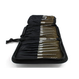 Dangerfield Jackal lock pick case loaded with a full row of picks, seen from above with the slot fabric folded back
