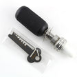 Lokko 7-pin tubular lock pick with textured grip handle beside its numbered decoder key on a dark background
