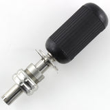Diagonal view of the Lokko 7-pin tubular pick showing the knurled adjustable collar and ribbed grip handle
