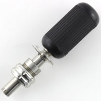 Diagonal view of the Lokko 7-pin tubular pick showing the knurled adjustable collar and ribbed grip handle