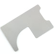 Lokko credit card door latch shim, a flat stainless steel card with a curved loiding edge