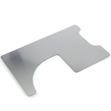 Close view of the Lokko latch shim steel showing its smooth finish and shaped profile