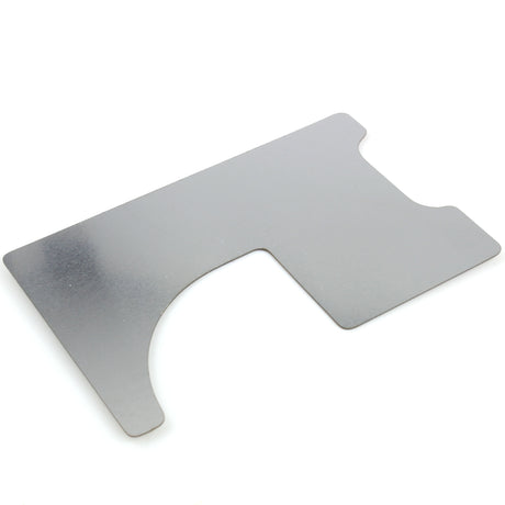 Close view of the Lokko latch shim steel showing its smooth finish and shaped profile