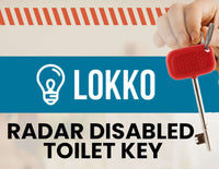Lokko RADAR disabled toilet key with easy turn tactile bow for NKS doors, ensuring independent access for disabled people.
