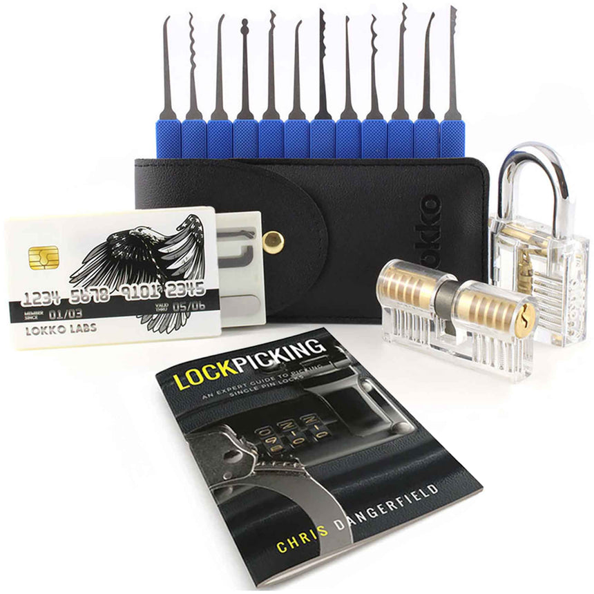 Lock Pick Set for Beginners: Lock Picks, Covert Tools Card + 2 Training Locks and How-to Lockpick eBook