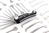 Dangerfield Skeleton Multitool with 30 Piece Lock Pick Expansion Set featuring lock picks and tools spread around.