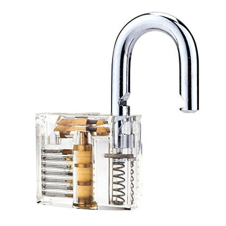 Clear Practice Padlock with Visible Mechanism - Lock Picking Training : Starter Difficulty - UKBumpKeys