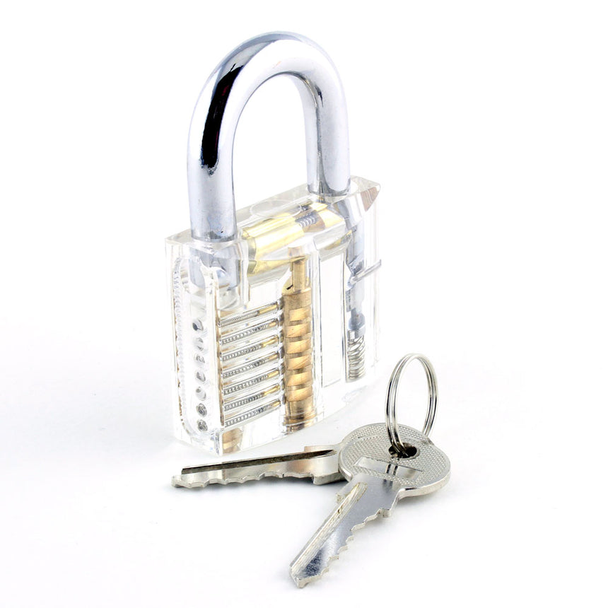 Clear Practice Padlock with Visible Mechanism - Lock Picking Training : Starter Difficulty - UKBumpKeys