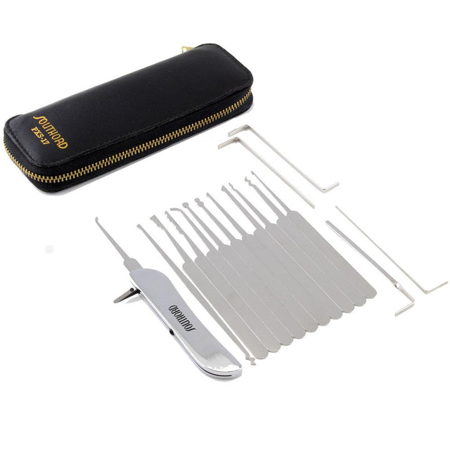 SouthOrd PXS-17 Complete Lock Pick Set - Picks, Handle, Wrenches, Leather Wallet. - UKBumpKeys