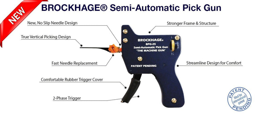 Brockhage Semi-Automatic Lock Pick Gun + 15 Needles - UKBumpKeys