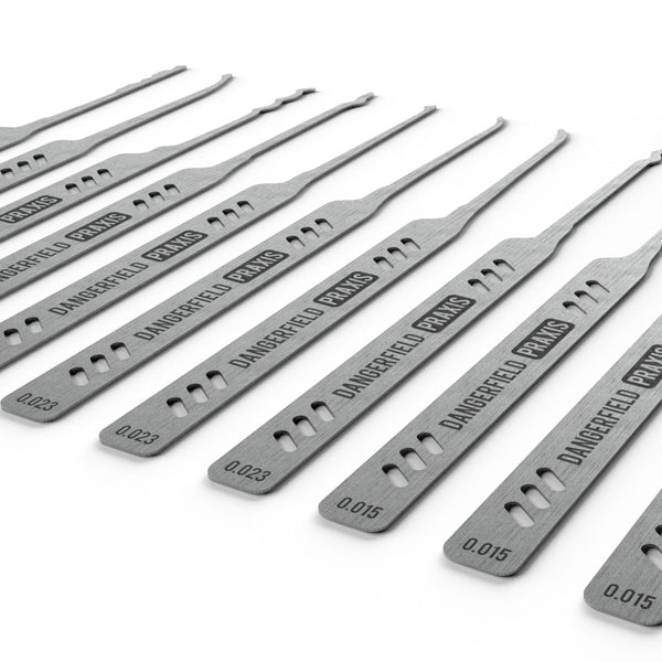PRAXIS dual-gauge lock picks close-up
